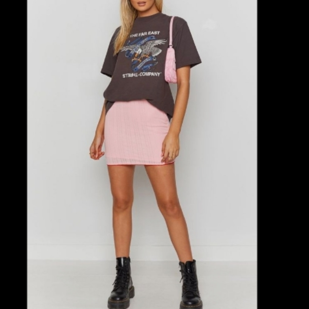 LIGHT PINK MINI SKIRT LARGE 10 12 F 21 VICI - Picture 15 of 16